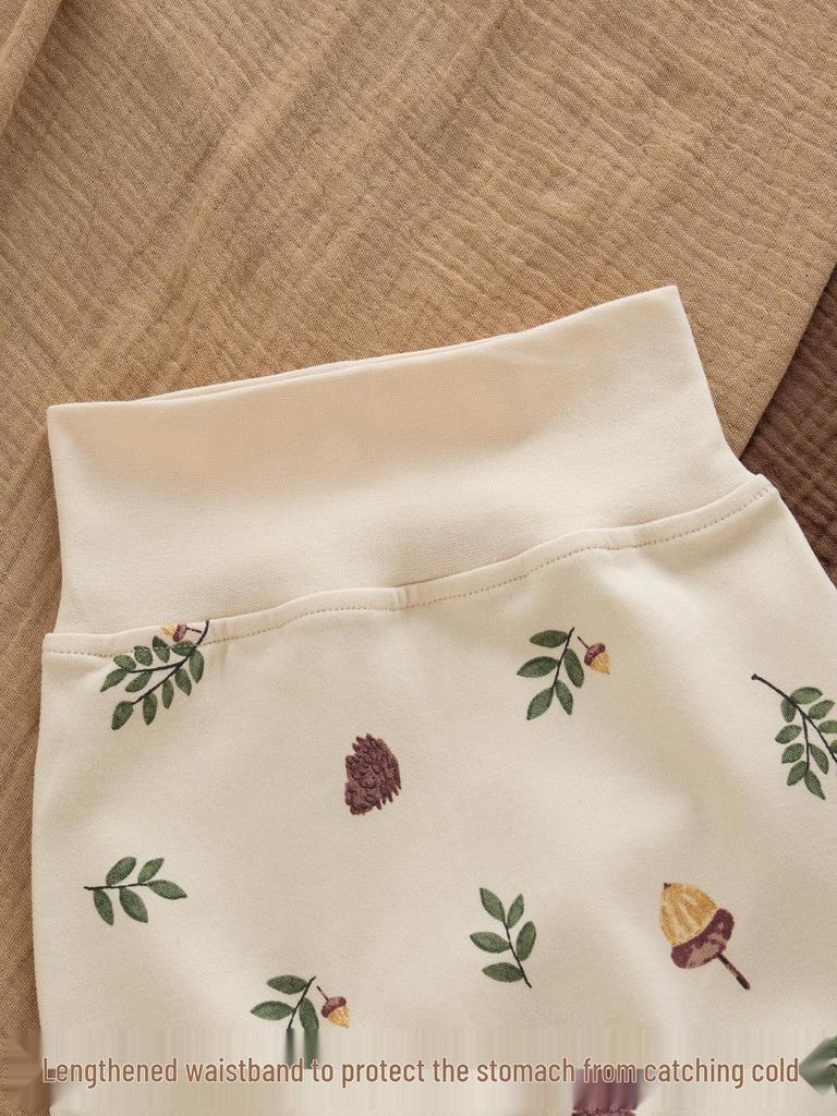 Spring & Autumn Kids' Cotton Pajamas Set - Cozy Home Wear with Belly Protection and Crotch Opening