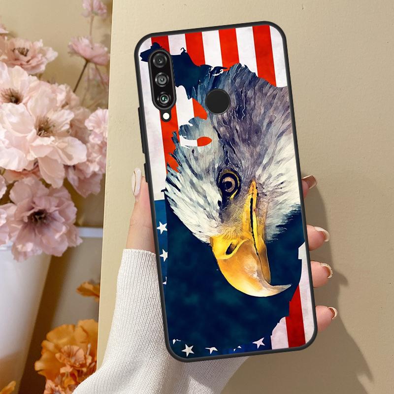 

American USA Flag Eagle For Huawei Nova 10 SE 9 3i 7i 8i 11i 12i Y73 Y90 Y70 Y72 Y61 Y91 P60 Pro P40 P30 Lite Case Huawei P30 Lite