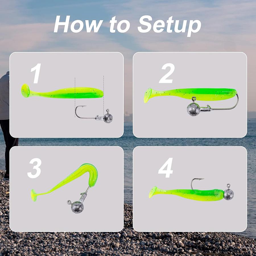 Soft Fishing Lures 35pcs Soft Plastic Lures Set with Box for Trout Redfish Saltwater/Freshwater Fishing