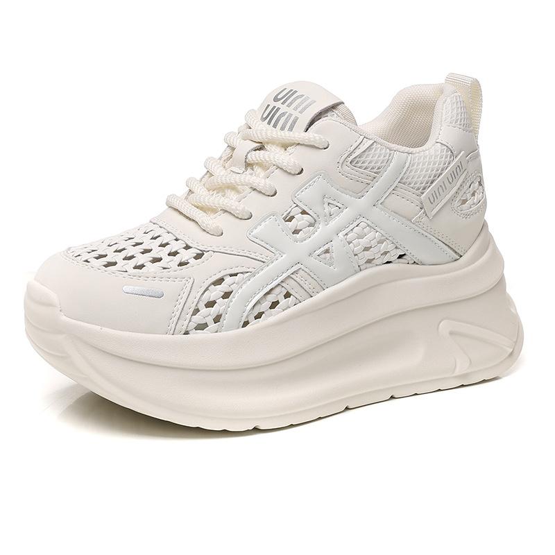 Mesh dad shoes women's spring new breathable female students sports thick soles increase height and leisure