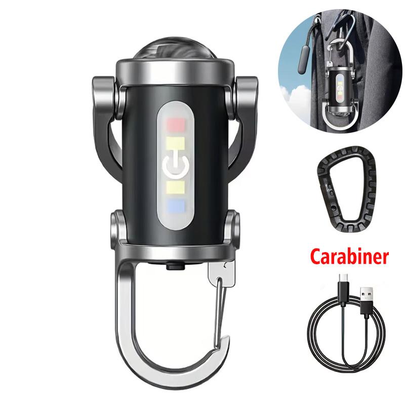 Mini Lampe Porte-Clés LED COB Puissante Rechargeable USB-C Lampe de Travail à Suspendre Étanche Porte-Clés Camping Marche Lampe de Poche