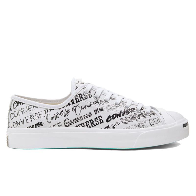 Converse Jack Purcell Full Print Letter Casual Anti-slip Wear-resistant Low-top Skate Shoes Unisex White