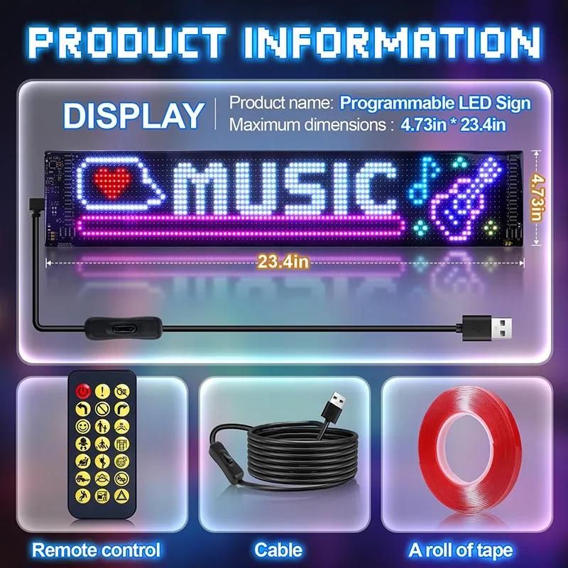Led Display Truck Eye LED DIY Matrix Pixel Panel Animation Bluetooth App Control Programmable Flexible Screen With Keychain Gift