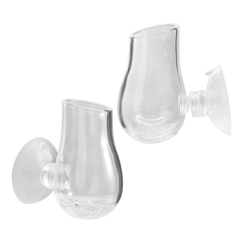 Feed Tool Clear Fish Tank Feeder Creative Glass Feeding Cup with Suction Cup Practical Red Worm Feeding Bowl Aquarium