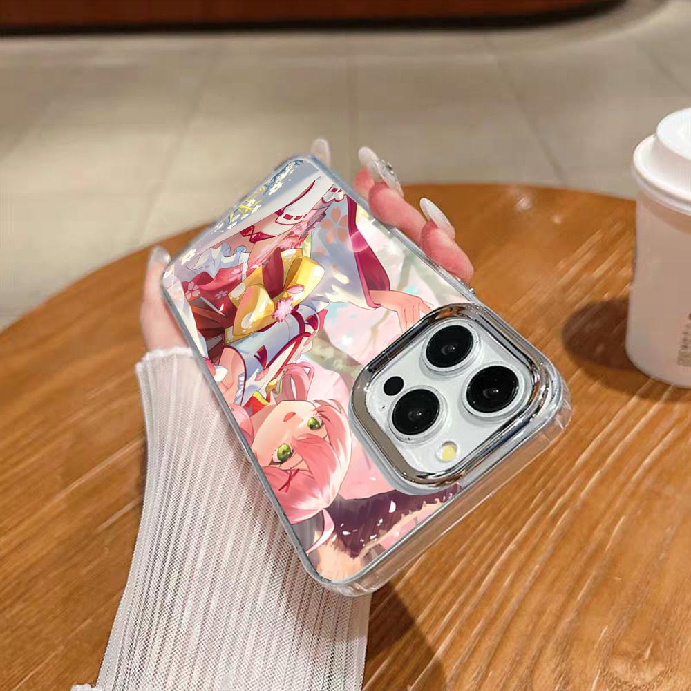 Pink S-Sakura M-Miko Phone Case For Iphone 17 16 15 14 13 12 11 Pro Max Xr Air Plus Silicone Cover Silver Hard Shell Cover