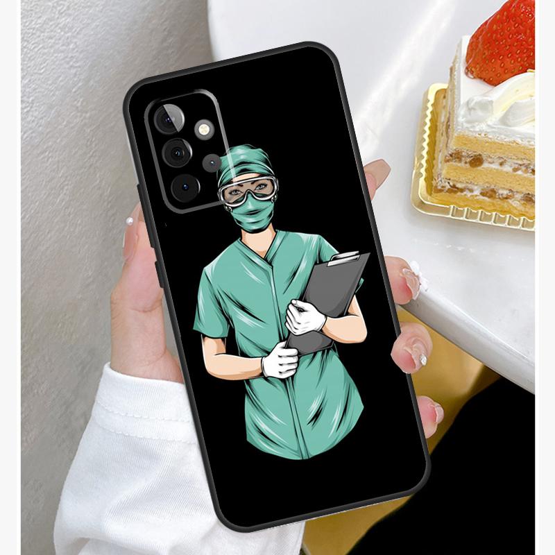 Cartoon Medicine Doctor Nurse Case For Samsung Galaxy A15 A25 A35 A55 A51 A71 A12 A32 A52 A13 A33 A53 A14 A34 A54 Cover