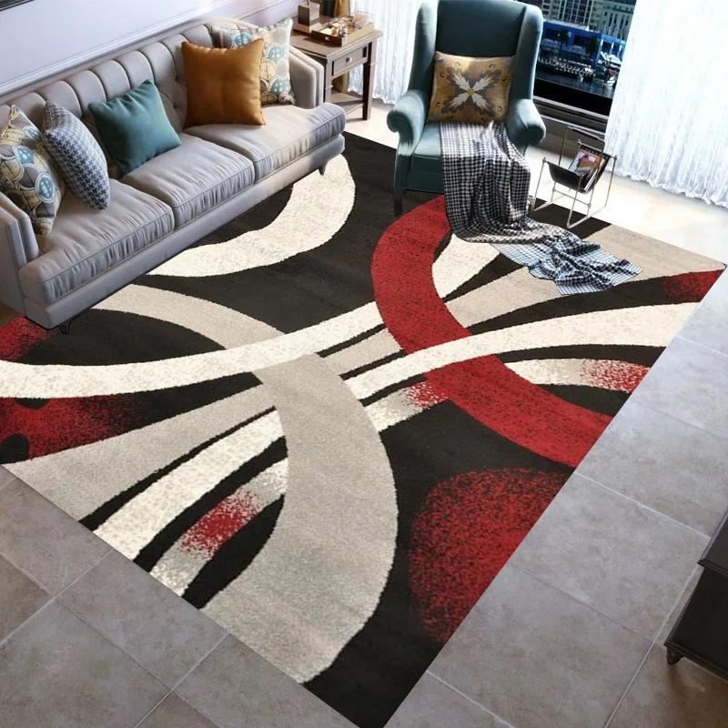 Fashionable Stylish Geometric Lines Washable Modern 3D Printing Carpet Mat Living Room Bedroom Toilets Rugs Area Rug