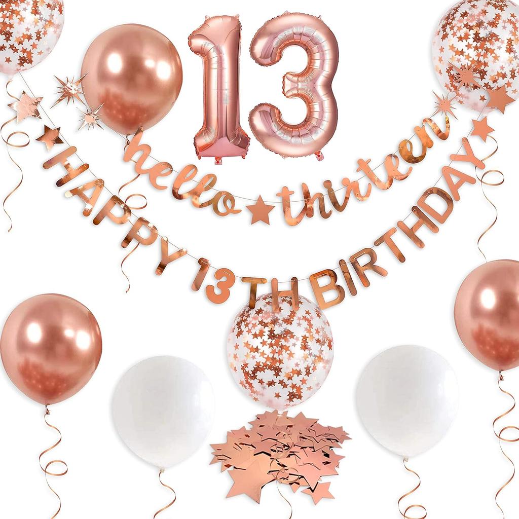 Rose Gold Thirty & Fabulous Happy 30th Birthday Banner Garland Foil Balloon 30 for Womens 30th Birthday Decorations Hanging 30 and Fabulous Cheers to