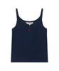 Oteumilkape Symbol Embroidered Ribbed Sleeveless Top - Navy
