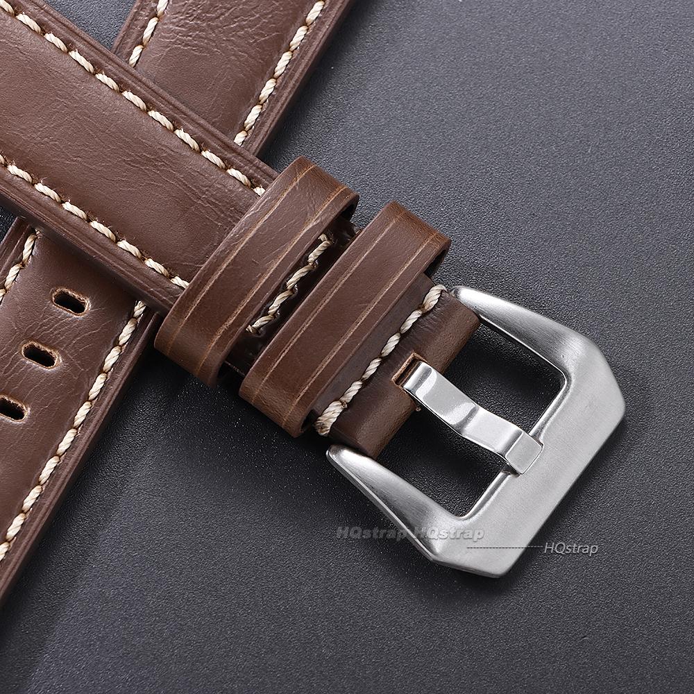 Crazy Horse Leather Watch Strap 20mm 22mm 24mm 26mm for Panerai Vintage Watch Band Black Blue Brown Handmade Watchband Accessory