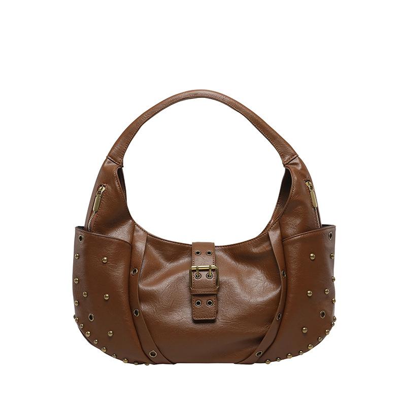 PU Large Capacity Shoulder Bag Women 2026 New Rivet Design Versatile Casual Crossbody Bags Vintage Commute Tote Handbags