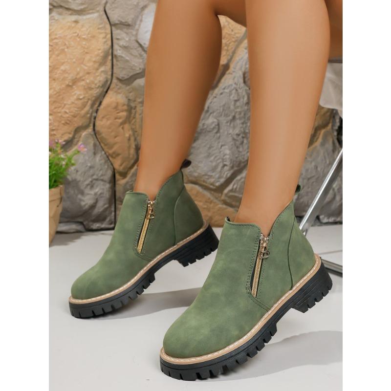 Damen Übergröße Retro Klobige Sohle Martin Stiefel Neu Herbst & Winter Seitlicher Reißverschluss Stilvolle Stiefeletten