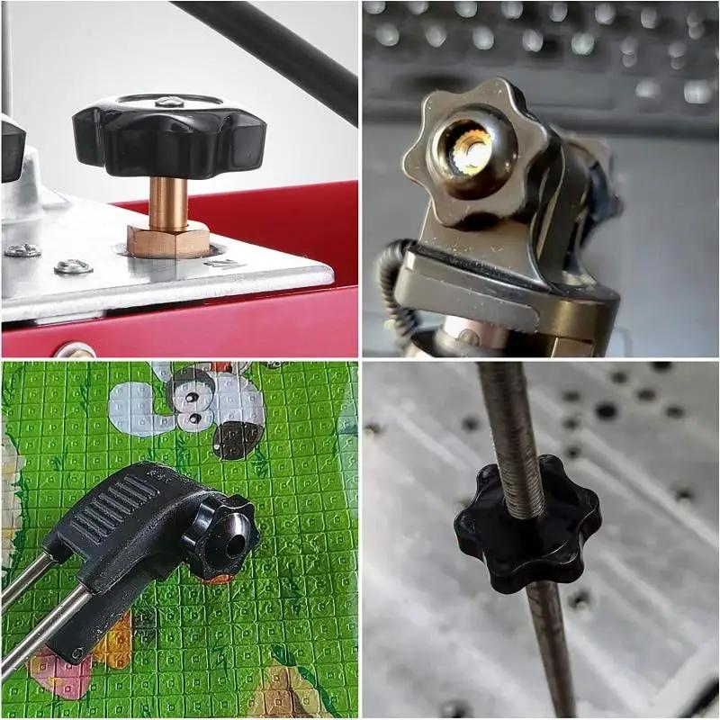 5PCS  Plum Hand Tighten Nuts Handle Thread Star Mechanical Black Thumb Nuts Clamping Knob Manual Nuts M4 M5 M6 M8 M10
