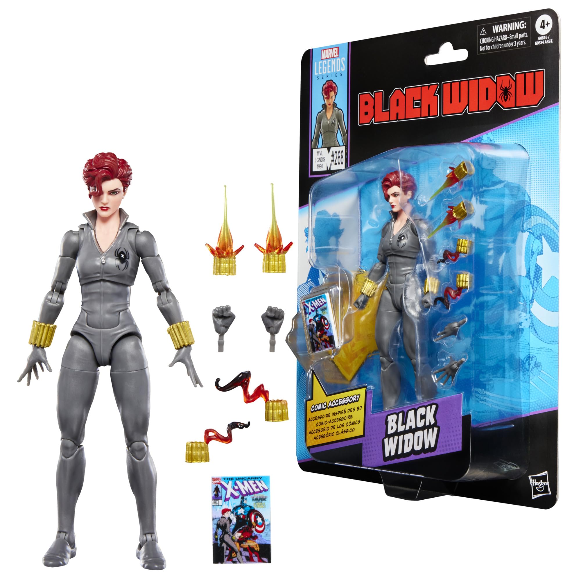 Hasbro Marvel Legends Black Widow Action Figure 6-inch Uncanny X-Men #268 Fully Articulated Premium Design Accessories Included Official Product