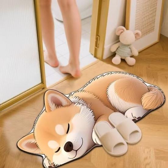 Floor Mat 3D Cartoon Cat Pattern Rug Non-Slip Backing Easy Maintenance Living Room Rug Multipurpose Home Decor