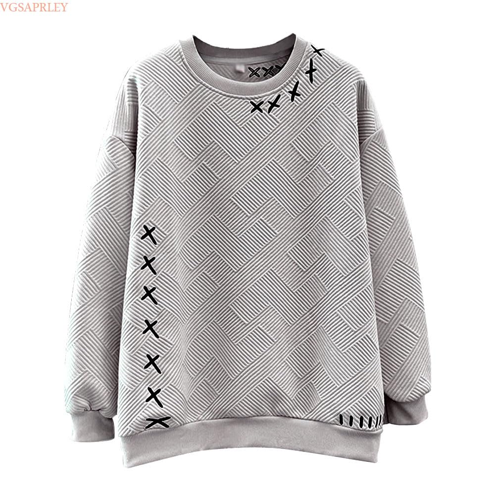VGSAPRLEY Long Crew Pullover Loose Plus Korean Solid VG26 Women's Sweatshirt, Sleeve, Neck, Sweatshirt, Embroidered, Fit, Sizes, Casual, Simple,