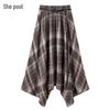 Women's Irregular Plaid A-line Midi Skirt