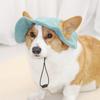 Adjustable Pets Sun Hat Wide Brim Corduroy Dogs Fisherman Cap with Ear Holes Outdoor Walking Sun Protection Hat for Dogs Cats