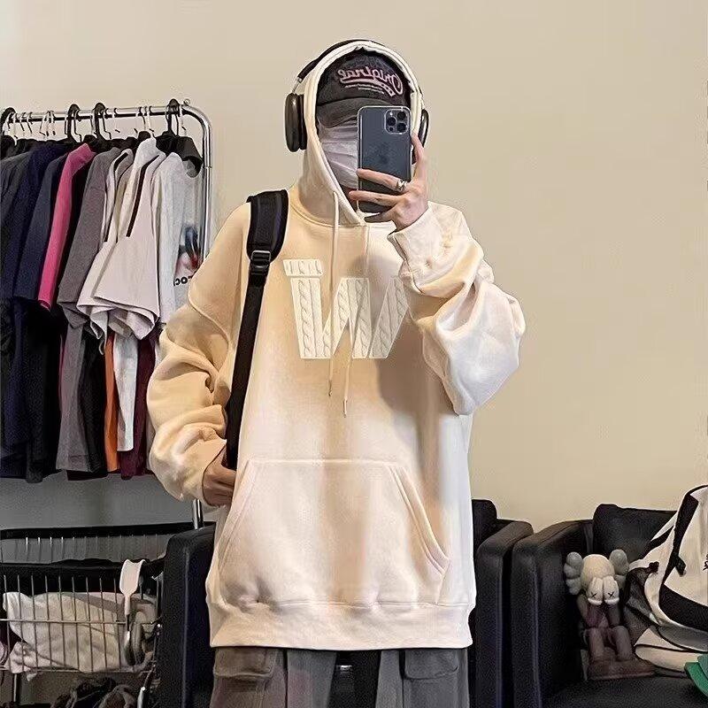 

Мужской свитер с капюшоном, повседневный свободный модный топ с буквенным принтом, универсальное пальто 5XL абрикосовый