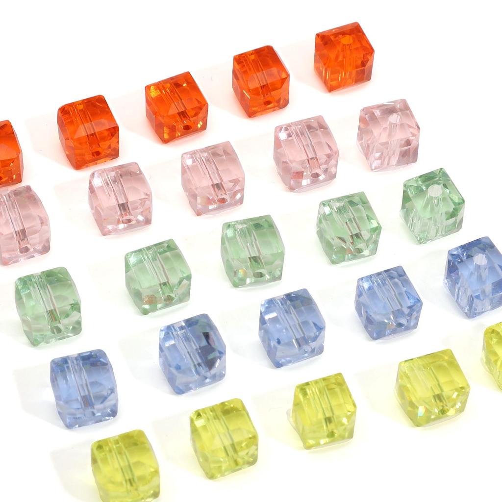 10-20Pcs Glass Crystal Transparent Three-dimensional Square Beads for Jewelry Making DIY Bracelet Necklace