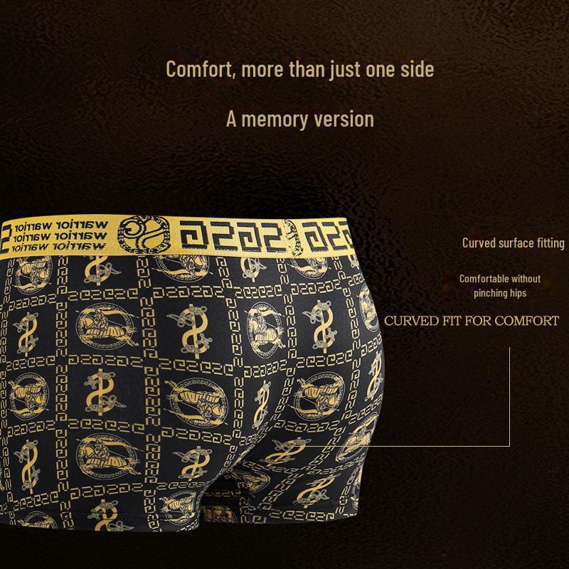 Men’s Antibacterial Printed Boxer Shorts - Breathable, Comfortable, Large Size Luxury Underwear