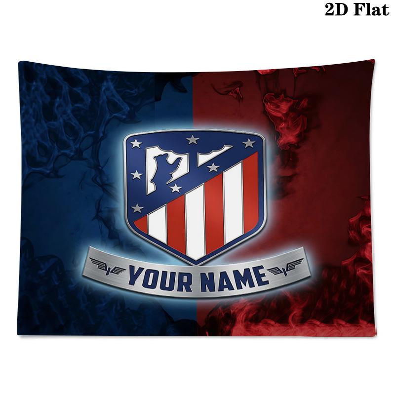 Custom Name Atletico Madrid Printed Tapestry – Wall Hanging for Bedrooms, Dorms, and Home Decor