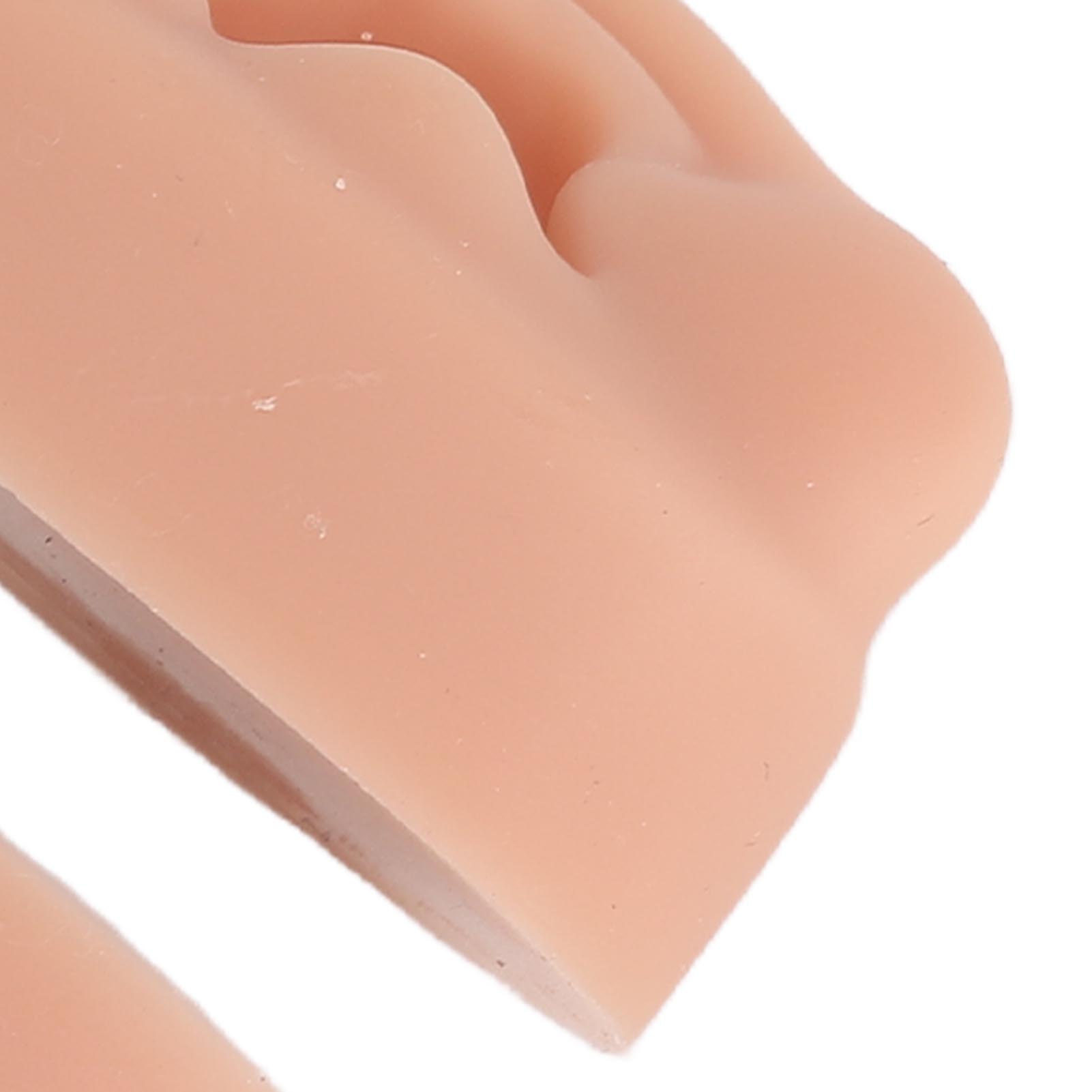 Silikon-Ohr-Modell Lebensecht Flexibel Wiederverwendbar Links Rechts Ohrloch-Übungsmodell für Ohrringe Ohrhörer-Display Dunkle Hautfarbe beige