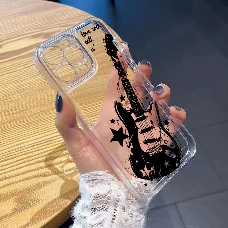 Cool Guitar Phone Case for iPhone 17 Air 16 15 14 13 12 11 Pro Max Plus Mini 8 7 Soft Transparent Cover Fundas Accessory