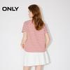 ONLY Women's Heart Embroidered Striped Lapel T-shirt