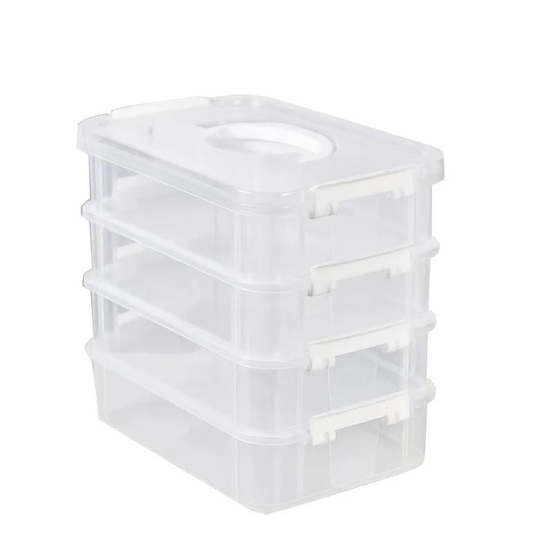 

Extra Large 4-Tier Stackable Storage Box with Lid Clear Plastic Organizer Toy Building Block Storage Box,Space-Saving,Sturdy білий
