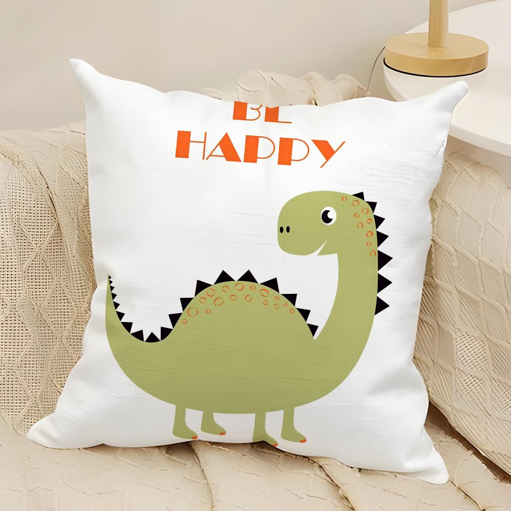 Cute Jurassic Dinosaur Pillow Case Natural Linen Double-Sided Printing Sofa Home Decor Cushion Cover