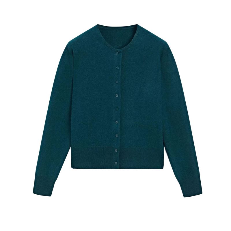 MD Autumn New Women Clothes Commuter Style Solid Soft Glutinous Fleece Blended Round Neck Knitted Cardigan 5770593