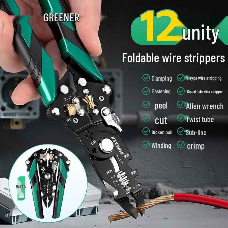 Greener 12-in-1 Foldable Multifunctional Wire Stripper
