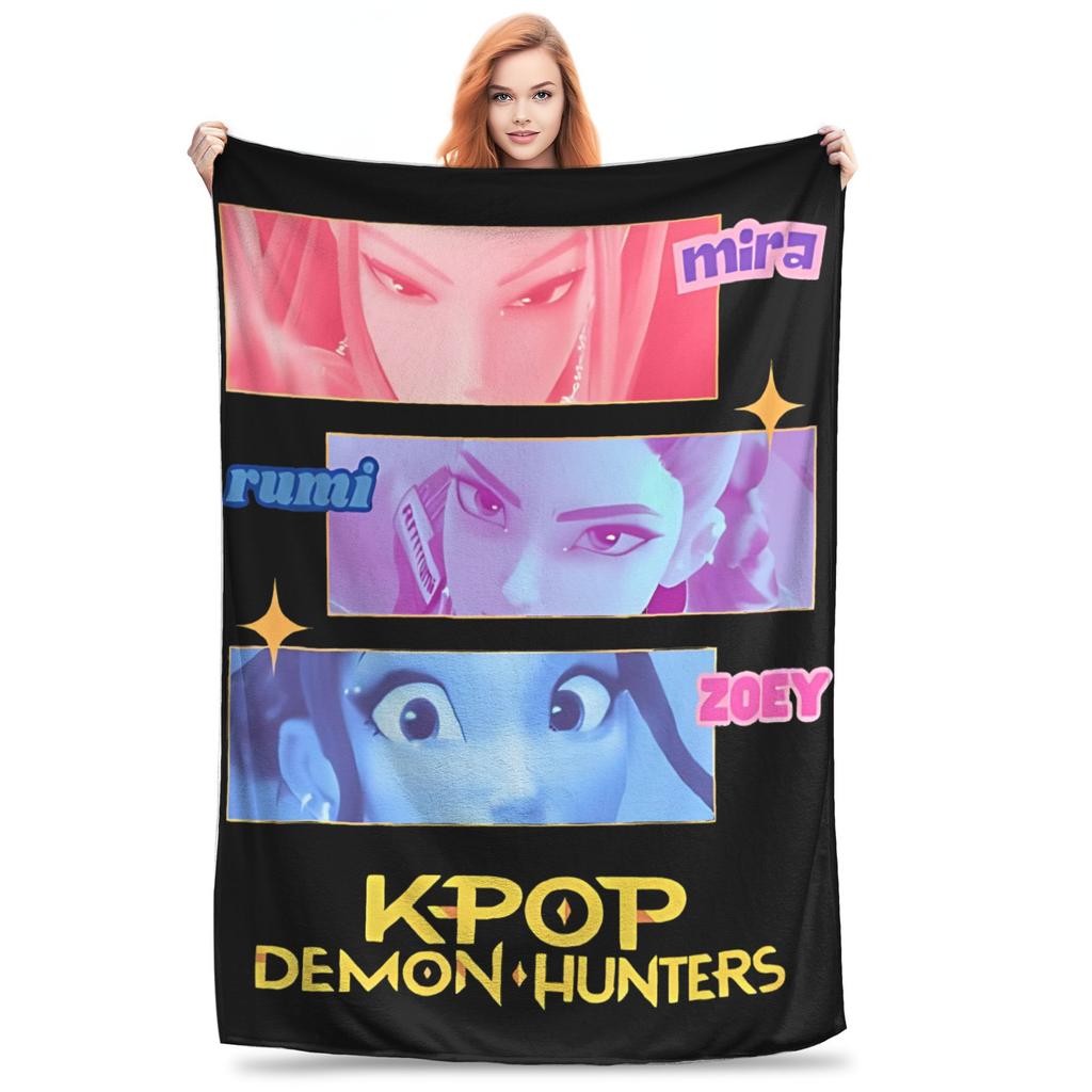 Saja Boys Huntrix Blanket Kpop Demon Hunters Flannel Awesome Warm Throw Blanket for Bedding Lounge  Winter
