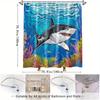 1Pc Shark Pattern Shower Curtain - Vibrant Underwater Marine Life Design With Coral Reefs & Fish, Durable Polyester Fabric,