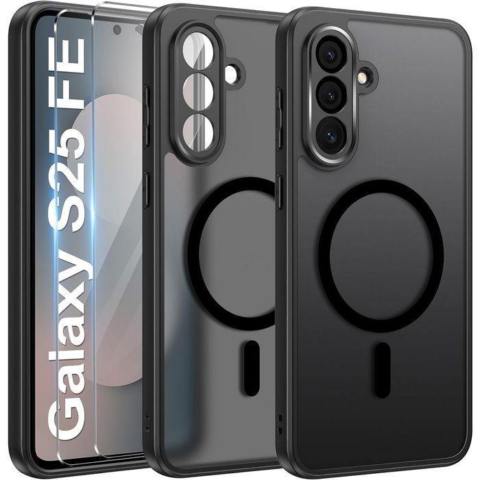 Coque de Protection - BOOLING - pour Samsung Galaxy S25 FE - Antichoc - Noir Mate - 2 Verres Trempés
