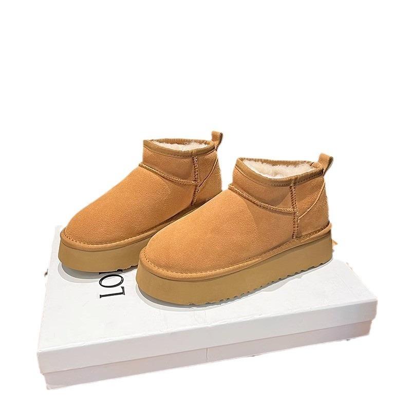 Muffin Thick-soled Mini Snow Boots Cotton Shoes Women's New Winter Velvet Warm Non-slip Waterproof Short Cotton Boots