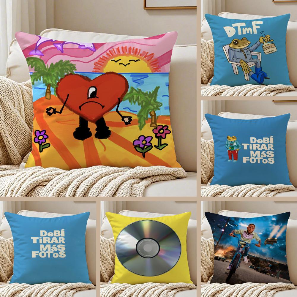 Kühler Latin Sänger BBad Bunny Kissenbezug Staubmilbenfrei Unsichtbarer Reißverschluss Kurzflor Sofa Kissen