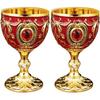 Amosfun 2.7 Inch Retro Goblets Metal Wine Cups Royal Chalices Medieval European Style Embossed Drinking Cups Party Favors 30ml Red
