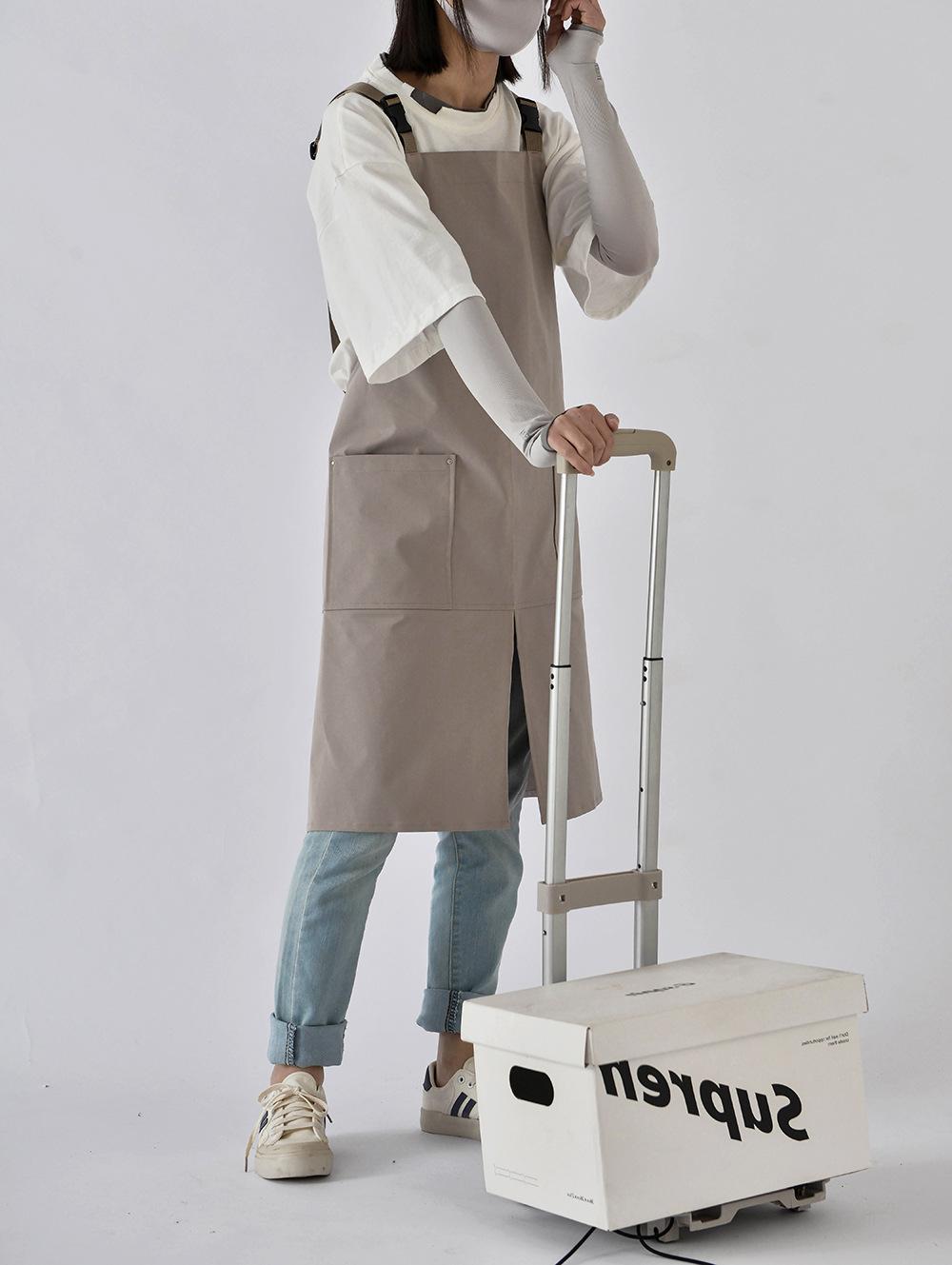 Ärmellose wasserdichte Arbeitskittel - Koreanisch-Japanisches Design, Verbundstoff, Mit Tasche für den Lebensmittelservice gray