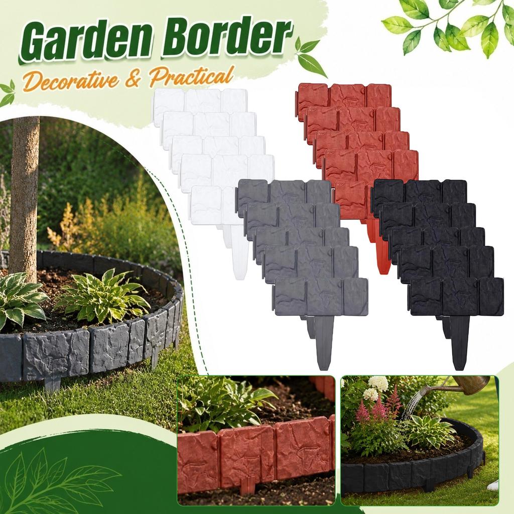 5er-Pack Kunststoff-Gartenzaun-Randleisten, ineinandergreifende Rasenkantenplatten für Landschaftsgestaltung, Baumringe und Bodenerhaltung