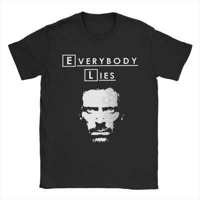 Dr. Gregory House Todo el Mundo Miente Camisetas Hombre Algodón Puro Divertida Camiseta Cuello Redondo Camiseta Manga Corta Tops Regalo de Cumpleaños
