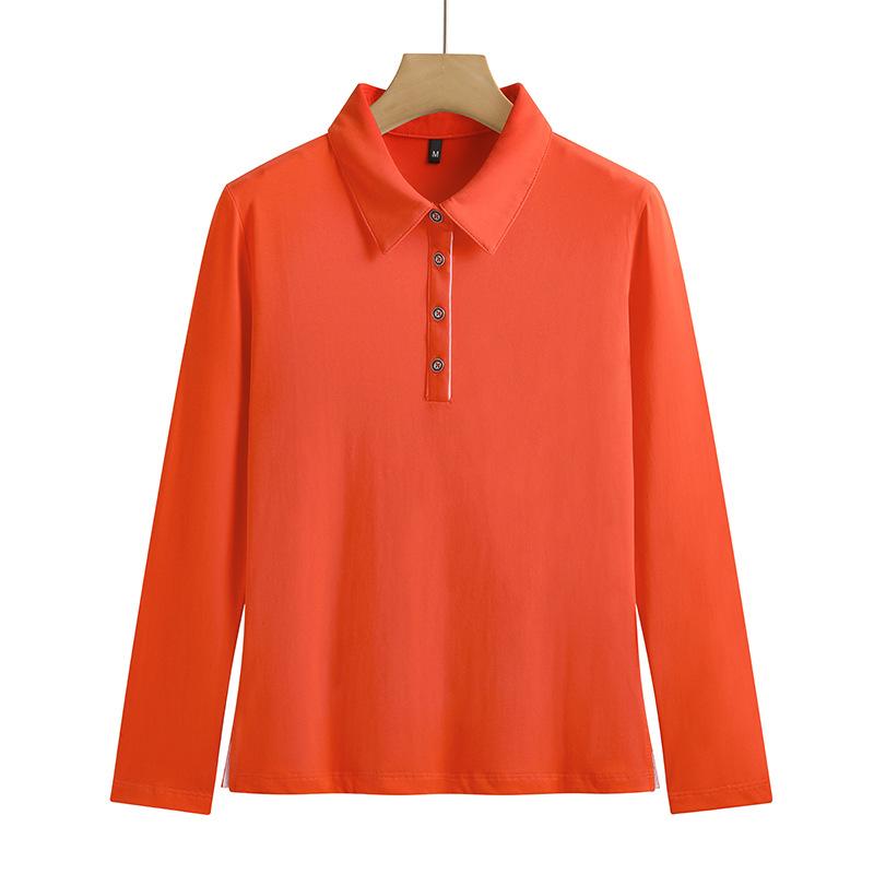 Women's Slim Long Sleeve Polo Neck T Shirt - Simple Solid Color Sports Leisure Business Anti-wrinkle Soft Elastic Wrinkle-resistant Long Sleeve