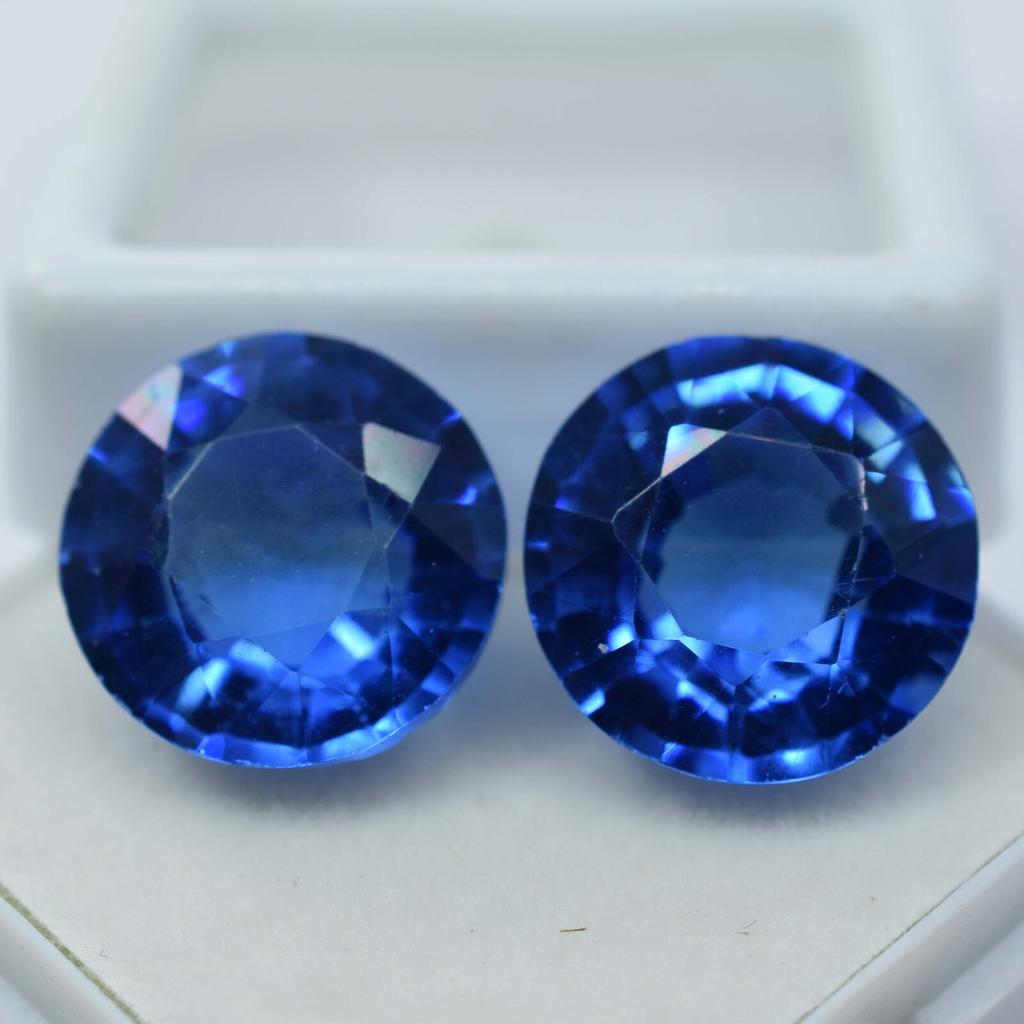 Natural Blue Tanzanite Loose Gemstone Round Shape 18.50 ct Pair for Jewelry Making and Crafts