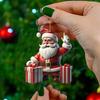 Christmas Tree Pendant 2D Flat Acrylic Cartoon Santa Claus Snowman Festive Hanging Ornaments for Christmas Tree Decor Gifts