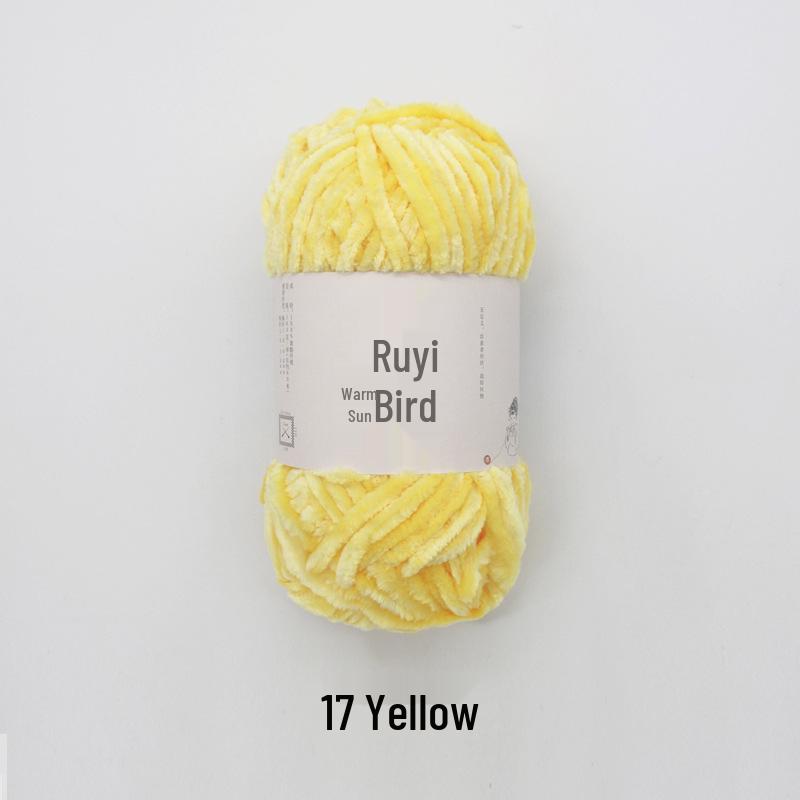 Ruyi Bird Chenille Yarn: Warm Sun Gold Velvet Ice Yarn for DIY Crochet Dolls & Blankets