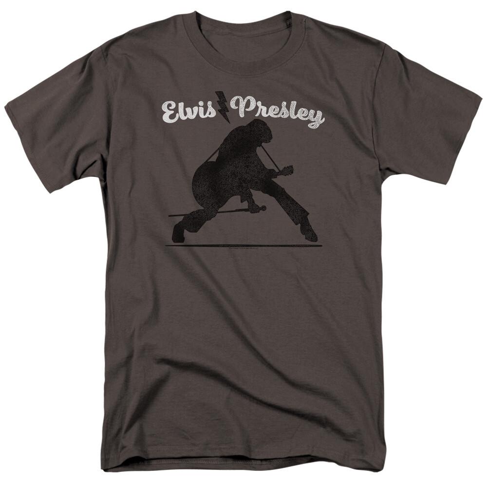 Elvis Presley Overprint T Shirt Mens Licensed Rock Legend Tee Charcoal L