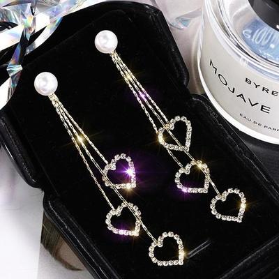 Herz-Quasten-Ohrringe, baumelnde Herz-Ohrringe, romantischer Schmuck für Frauen, Geschenk