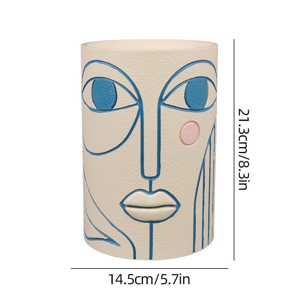 Artistic Resin Semi-Face Vase Desk Ornament Dried Flowers Home Decor Unique Face Theme