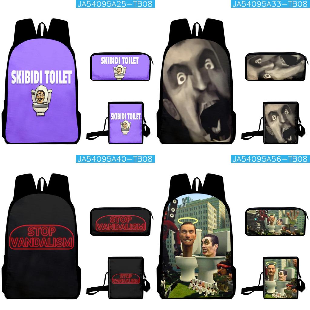 Trendy Skibidi Toilet Print Backpack Breathable And Fashionable, Perfect For Business Travel, Various Styles